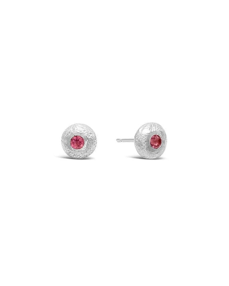 Nugget Silver and Gemstone Stud Earrings Earrings Pruden and Smith Tourmaline (Baby Pink)