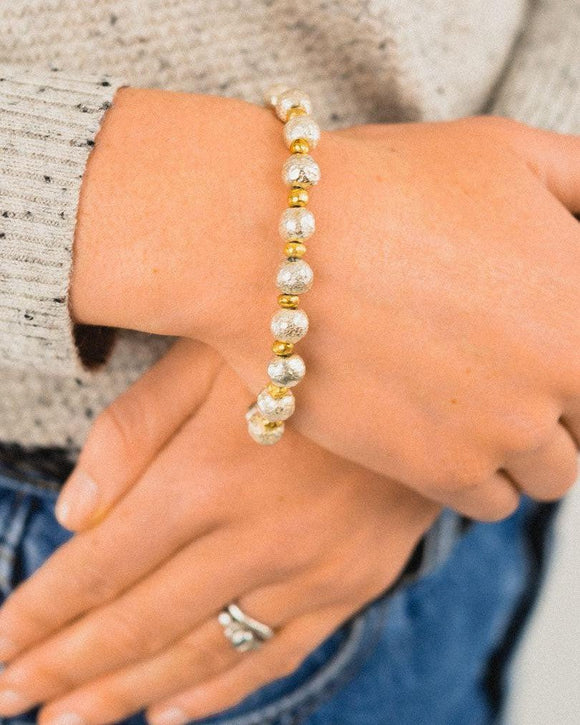 Nugget Silver and Gold Bracelet (Large) Bracelet Pruden and Smith