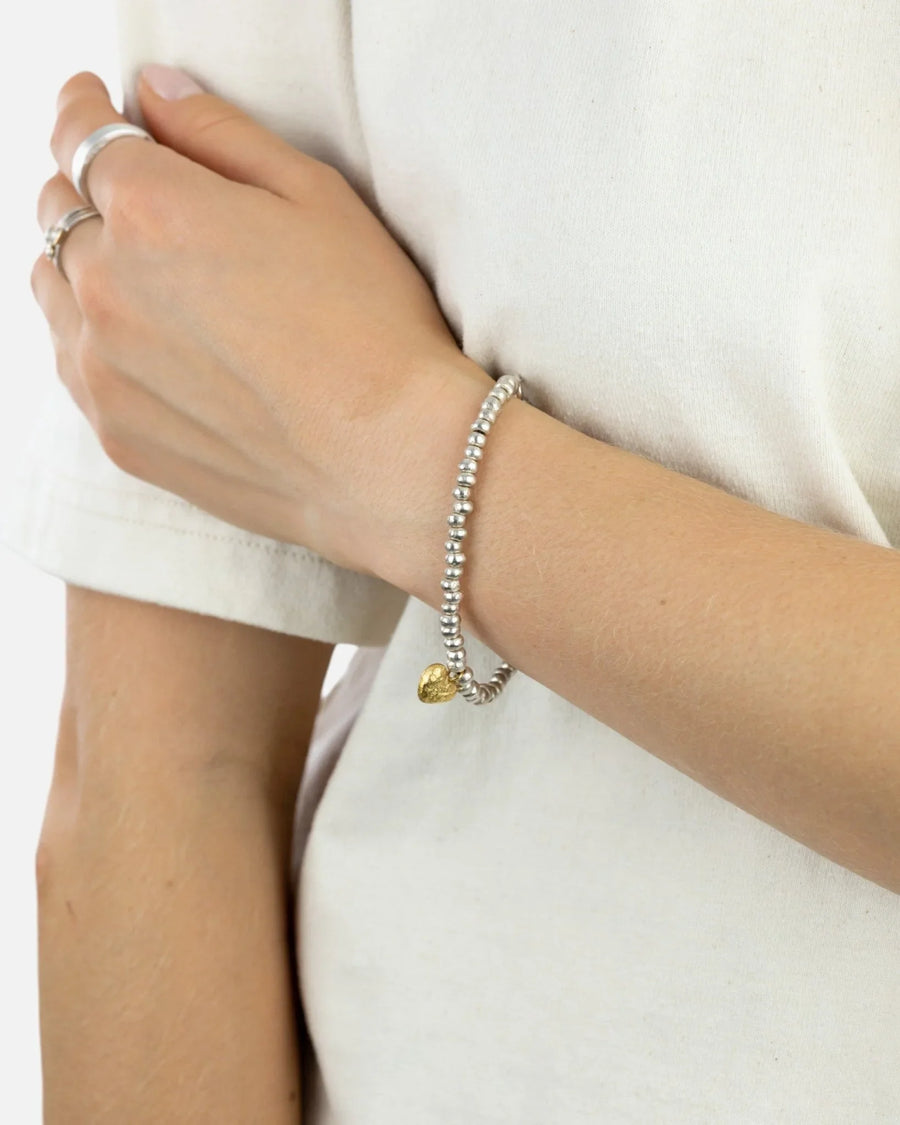 Nugget Silver and Gold Heart Bracelet Bracelet Pruden and Smith