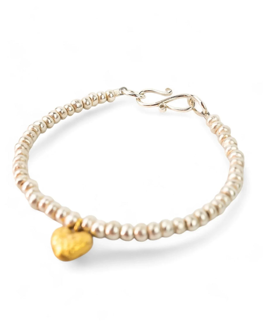 Nugget Silver and Gold Heart Bracelet Bracelet Pruden and Smith