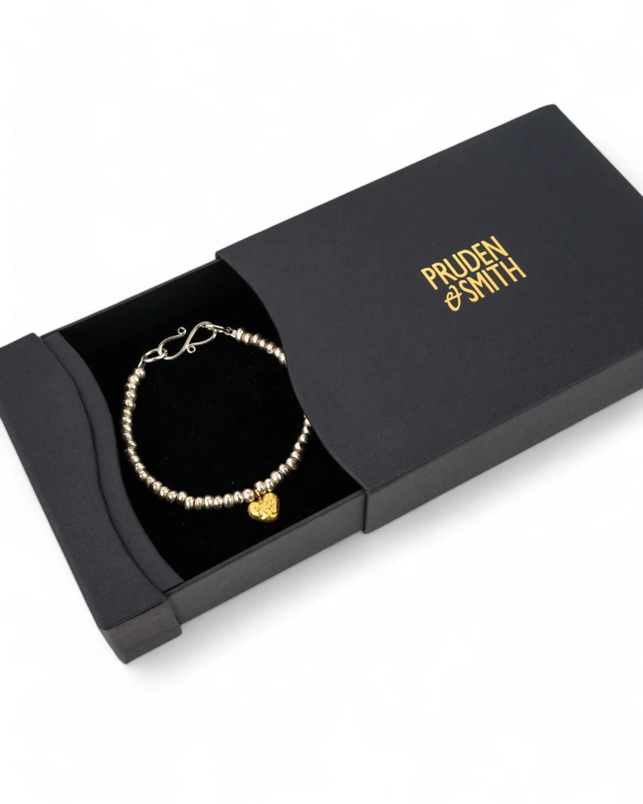 Nugget Silver and Gold Heart Bracelet Bracelet Pruden and Smith