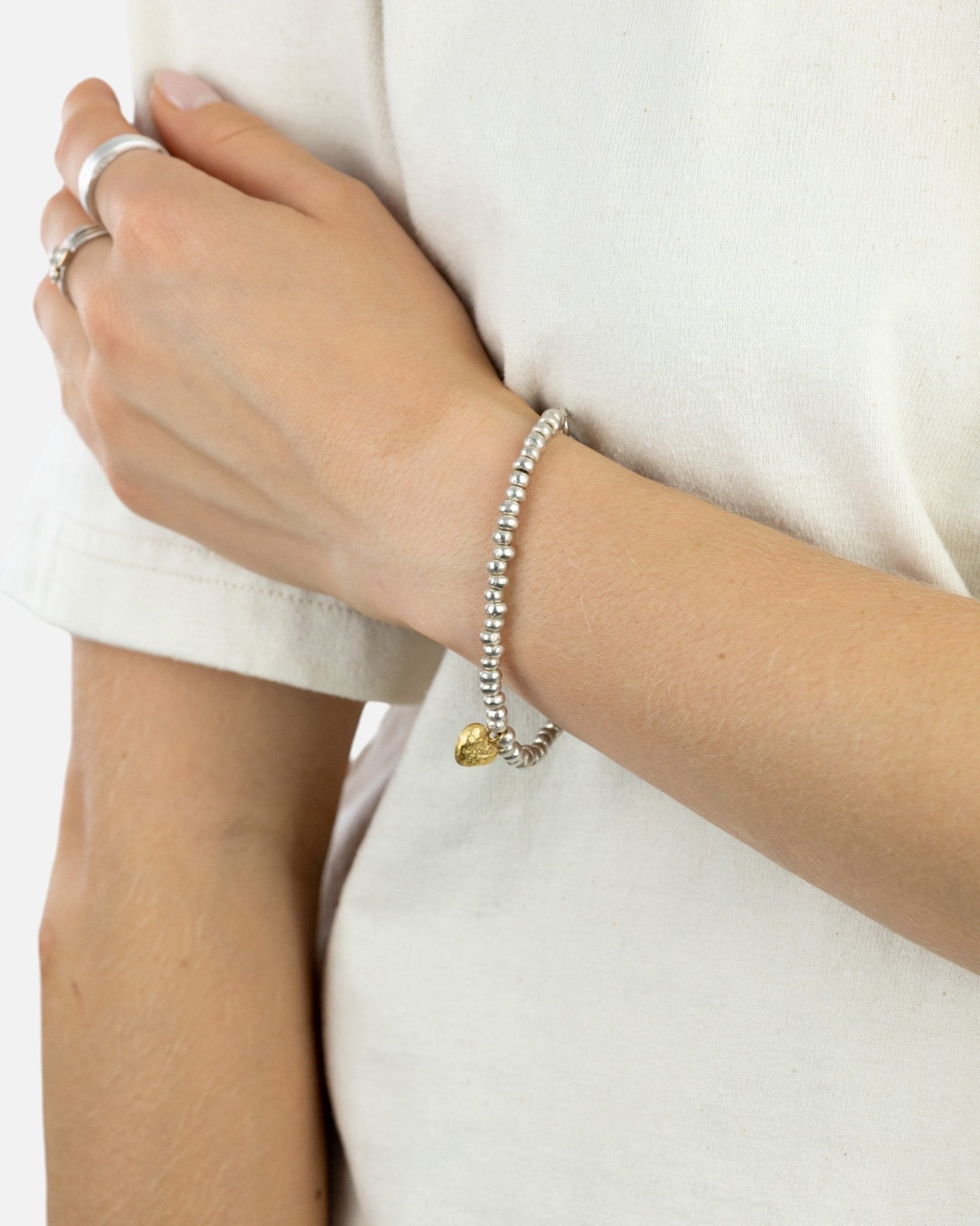 Nugget Silver and Gold Heart Bracelet Bracelet Pruden and Smith