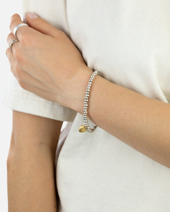 Nugget Silver and Gold Heart Bracelet Bracelet Pruden and Smith