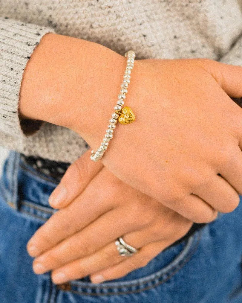 Nugget Silver and Gold Heart Bracelet Bracelet Pruden and Smith