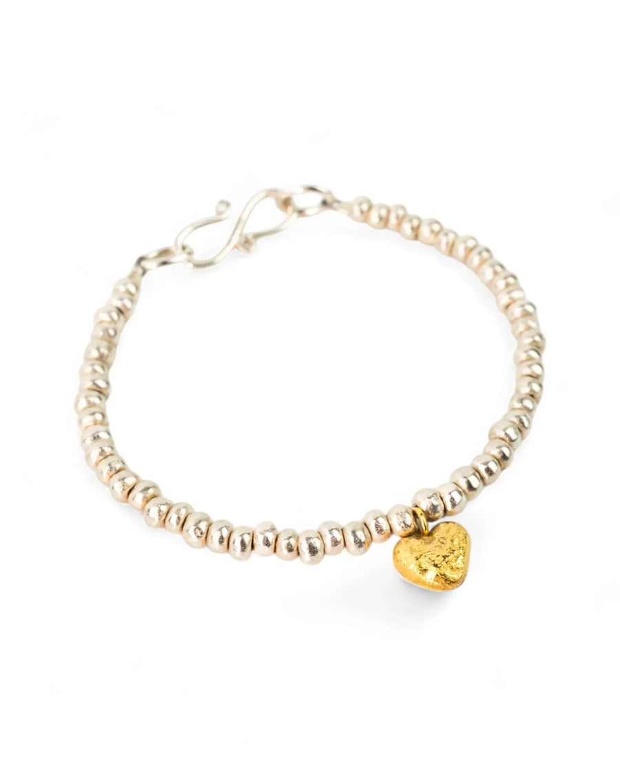 Nugget Silver and Gold Heart Bracelet Bracelet Pruden and Smith