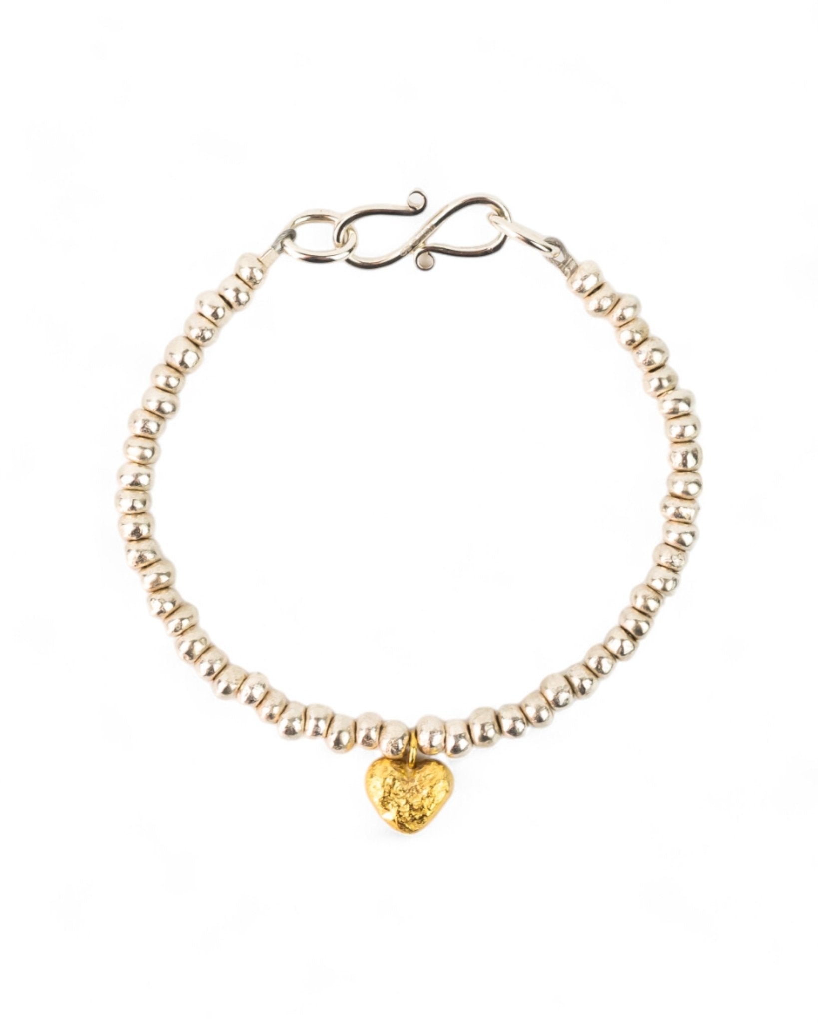 Nugget Silver and Gold Heart Bracelet Bracelet Pruden and Smith