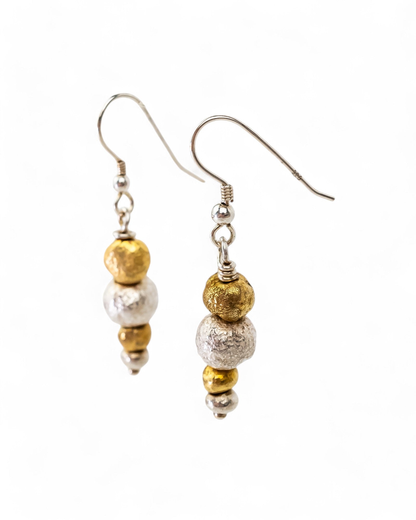 Nugget Silver and Gold Random Drop Earrings Earrings Pruden and Smith