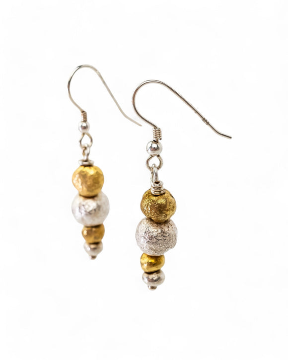 Nugget Silver and Gold Random Drop Earrings Earrings Pruden and Smith