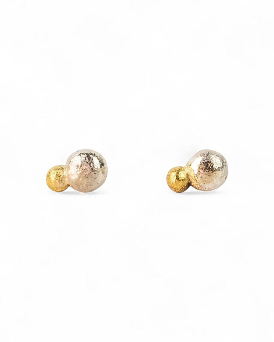 Nugget Silver and Gold Stud Earrings Earrings Pruden and Smith