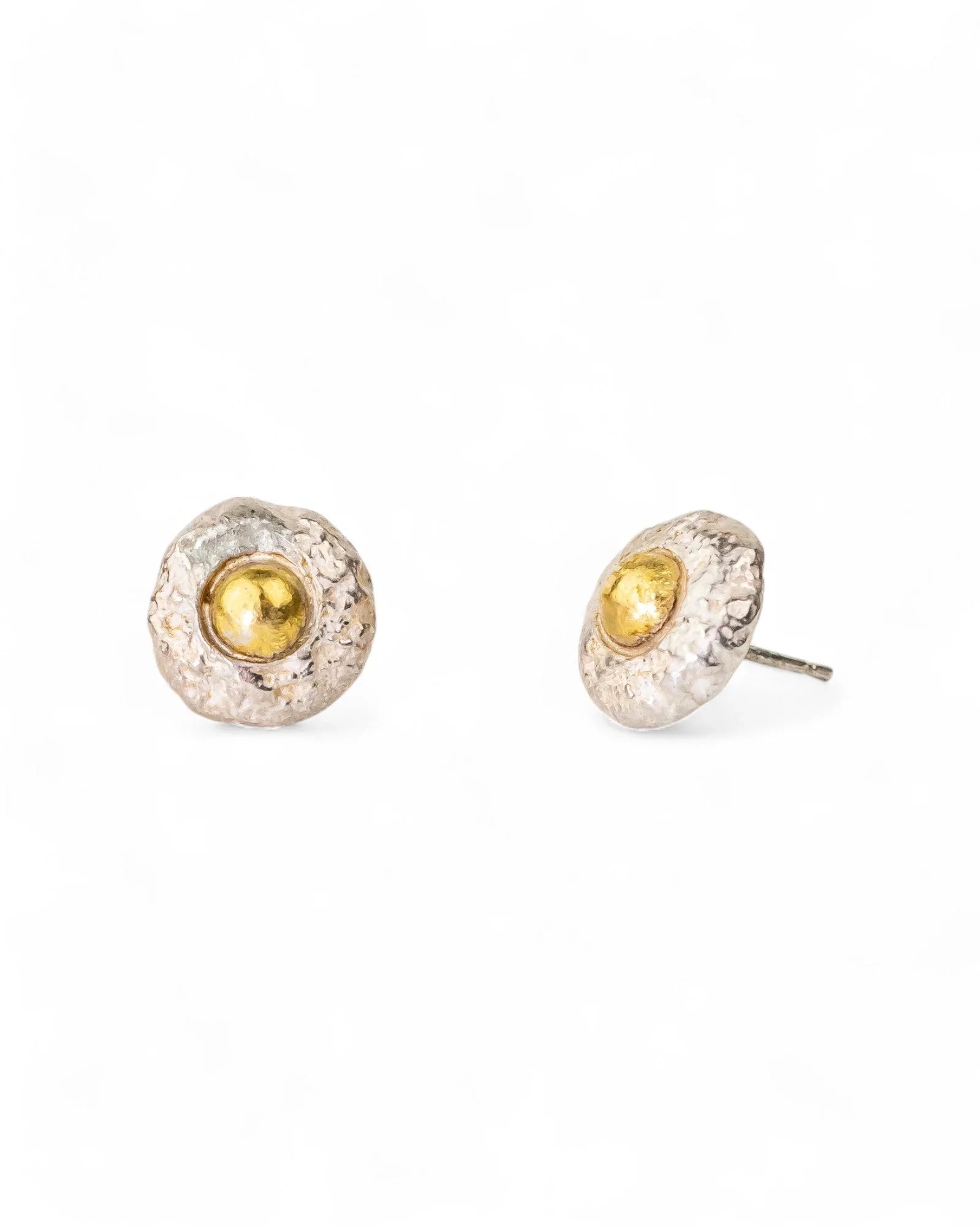 Nugget Silver and Gold Stud Earrings (12mm) Earrings Pruden and Smith