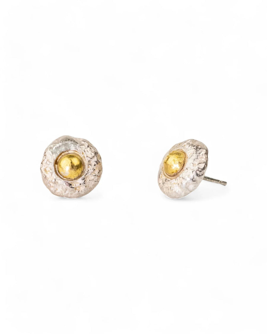 Nugget Silver and Gold Stud Earrings (12mm) Earrings Pruden and Smith