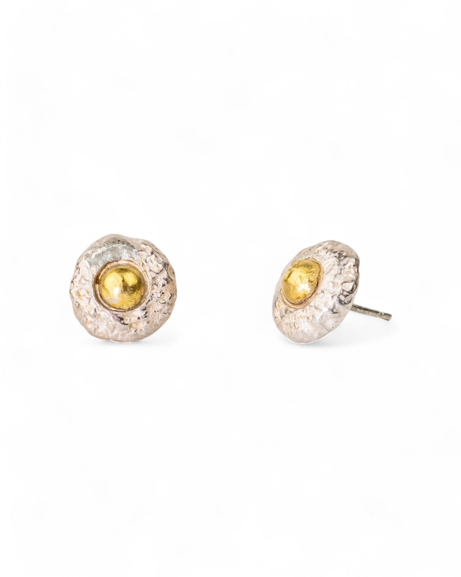 Nugget Silver and Gold Stud Earrings (12mm) Earrings Pruden and Smith