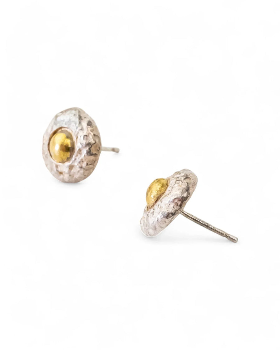 Nugget Silver and Gold Stud Earrings (12mm) Earrings Pruden and Smith