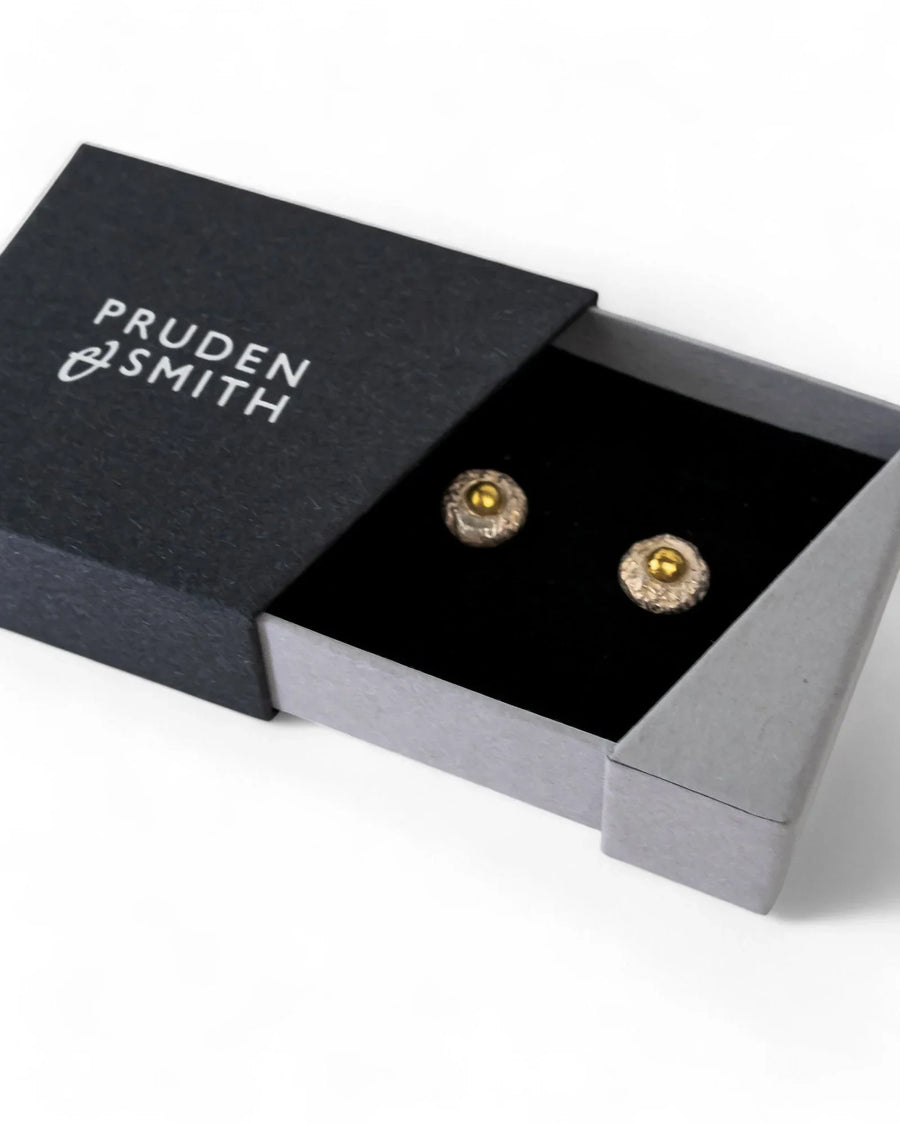 Nugget Silver and Gold Stud Earrings (12mm) Earrings Pruden and Smith