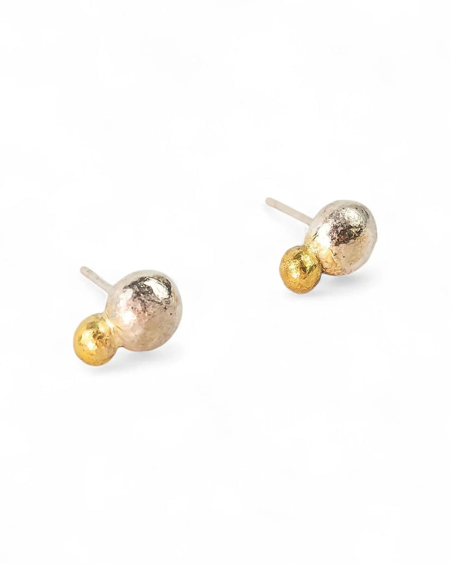 Nugget Silver and Gold Stud Earrings Earrings Pruden and Smith