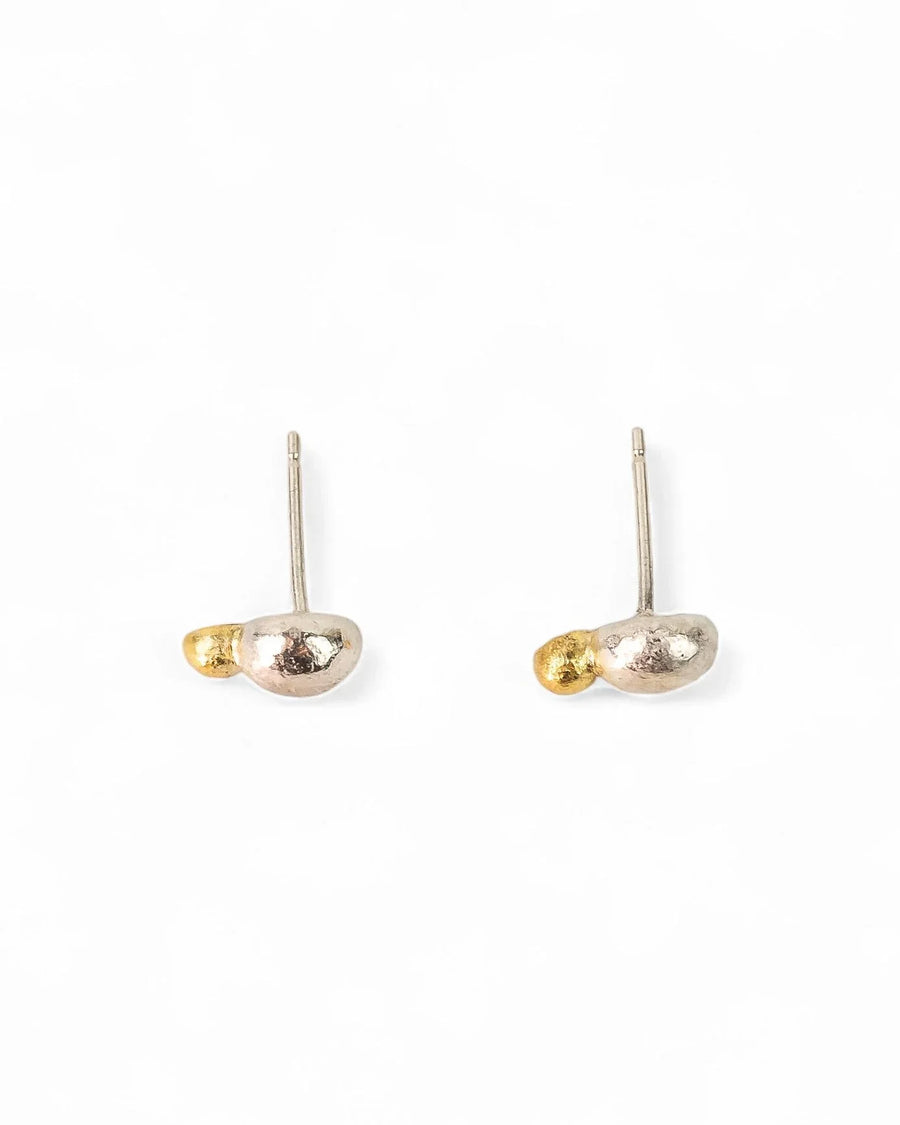 Nugget Silver and Gold Stud Earrings Earrings Pruden and Smith