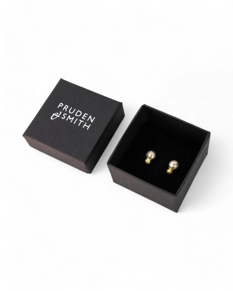 Nugget Silver and Gold Stud Earrings Earrings Pruden and Smith