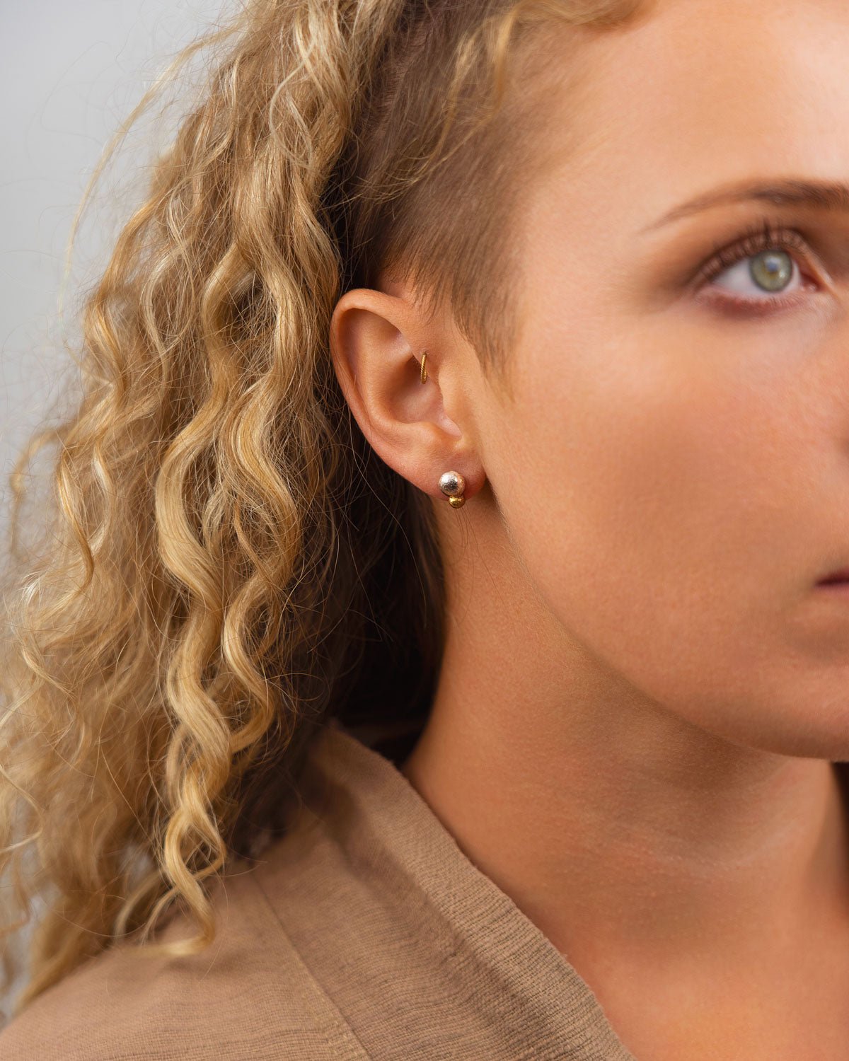 Nugget Silver and Gold Stud Earrings Earrings Pruden and Smith