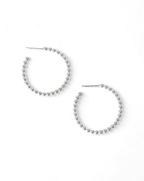 Nugget Silver Bead Mini Hoop Earrings Earrings Pruden and Smith