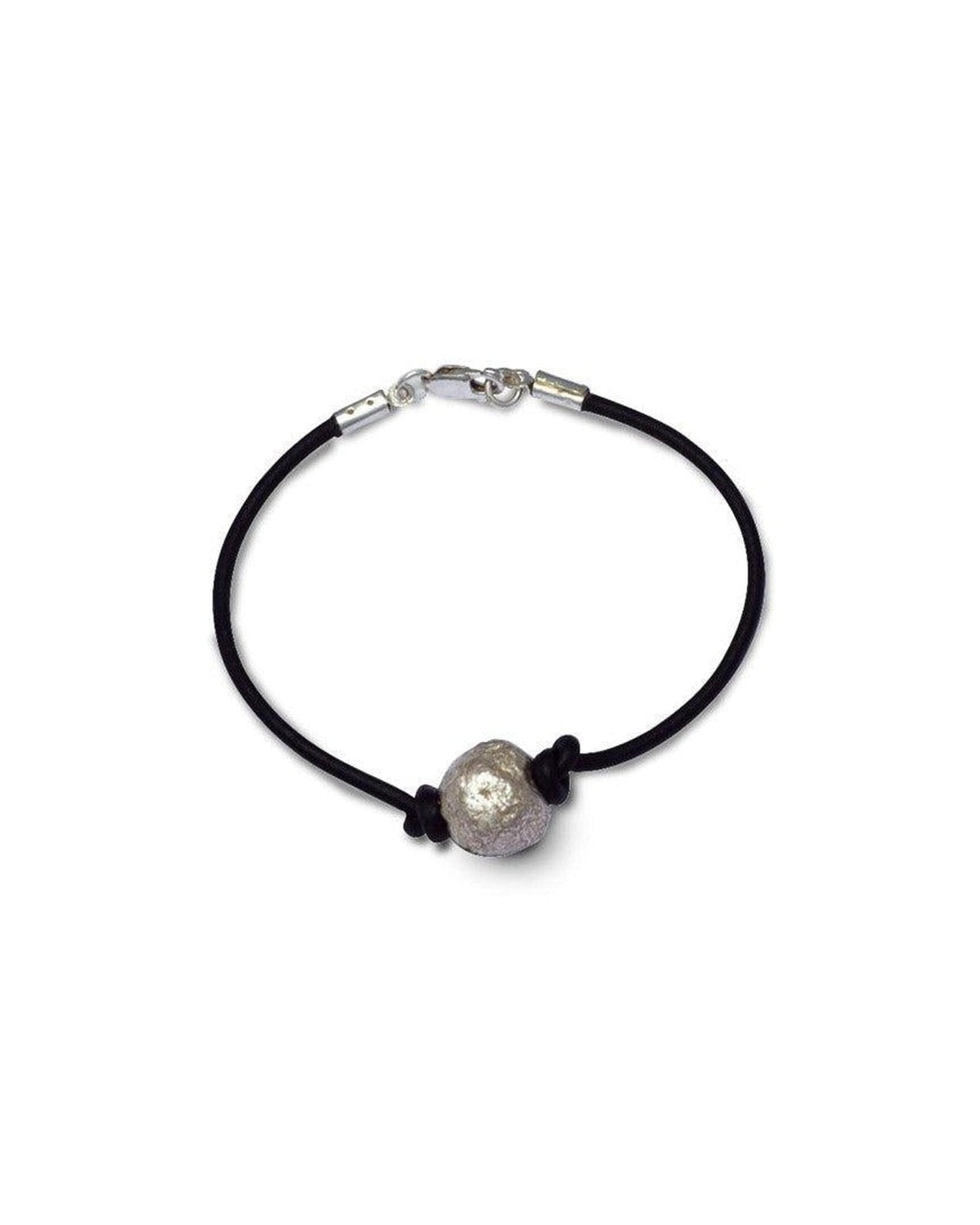 Nugget Silver Bead with Faux Leather Bracelet Bracelet Pruden and Smith