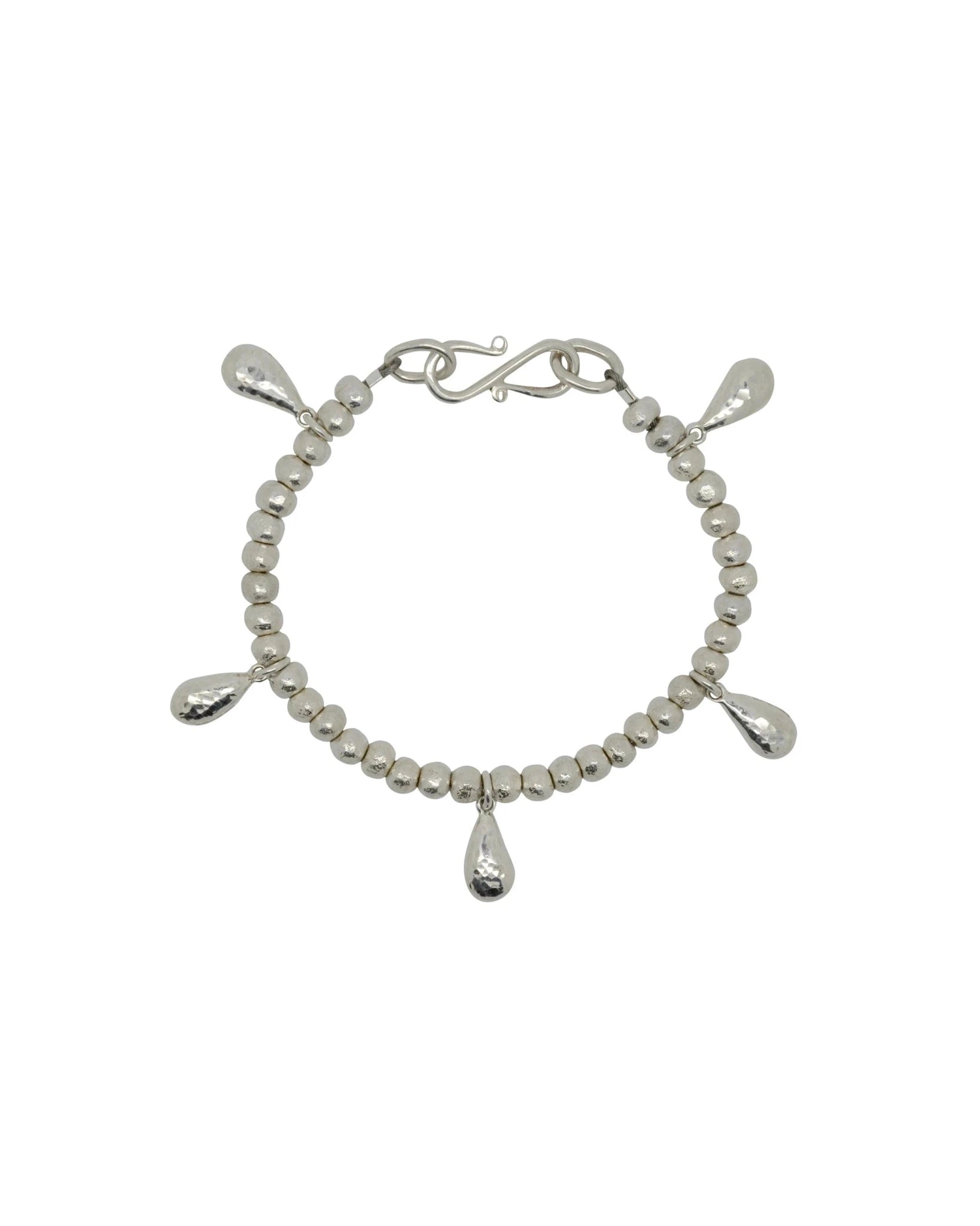 Nugget Silver Teardrop Charm Bracelet Bracelet Pruden and Smith