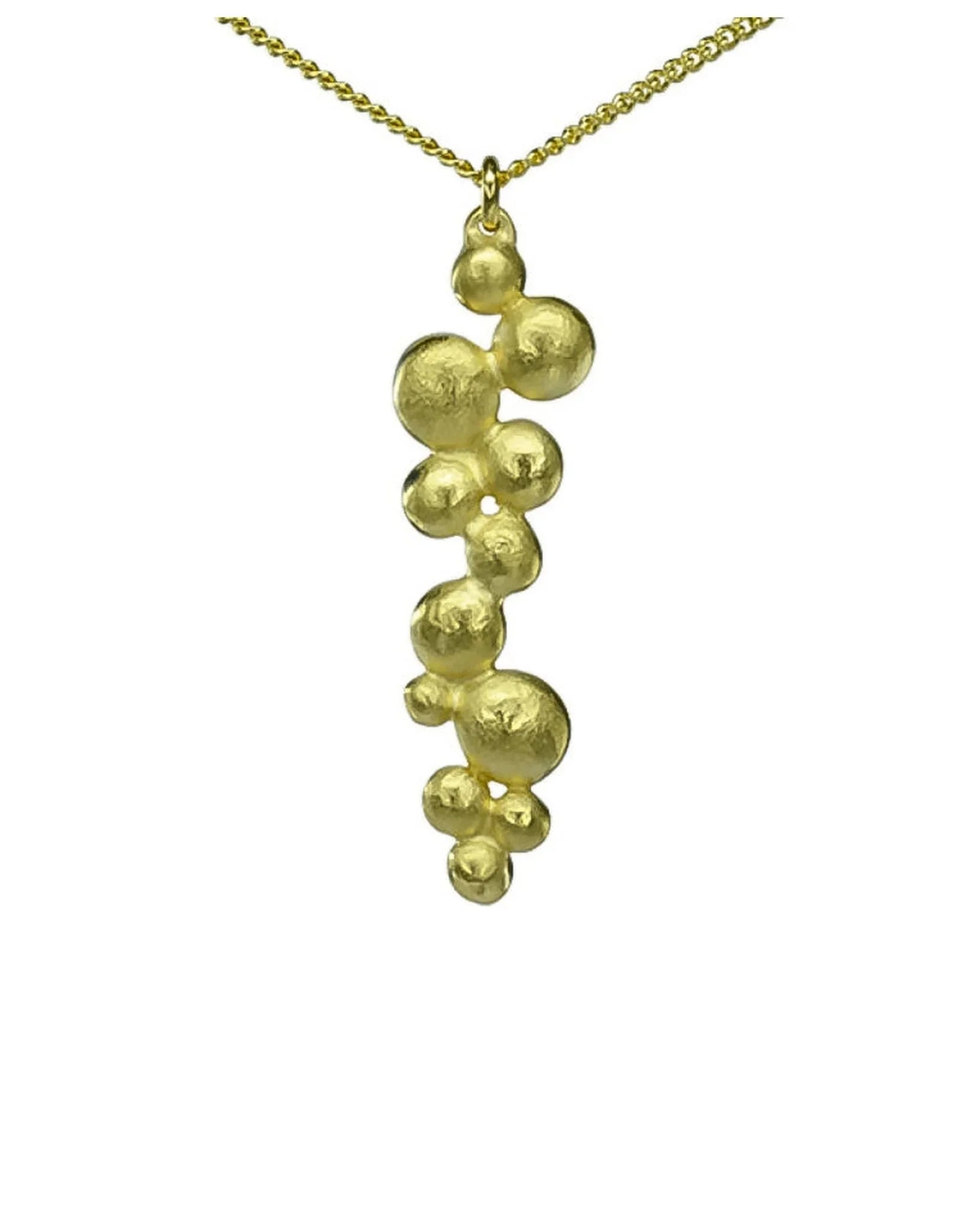 Organic textured 9ct gold pendant necklace with bubble cluster design, handmade luxury jewellery