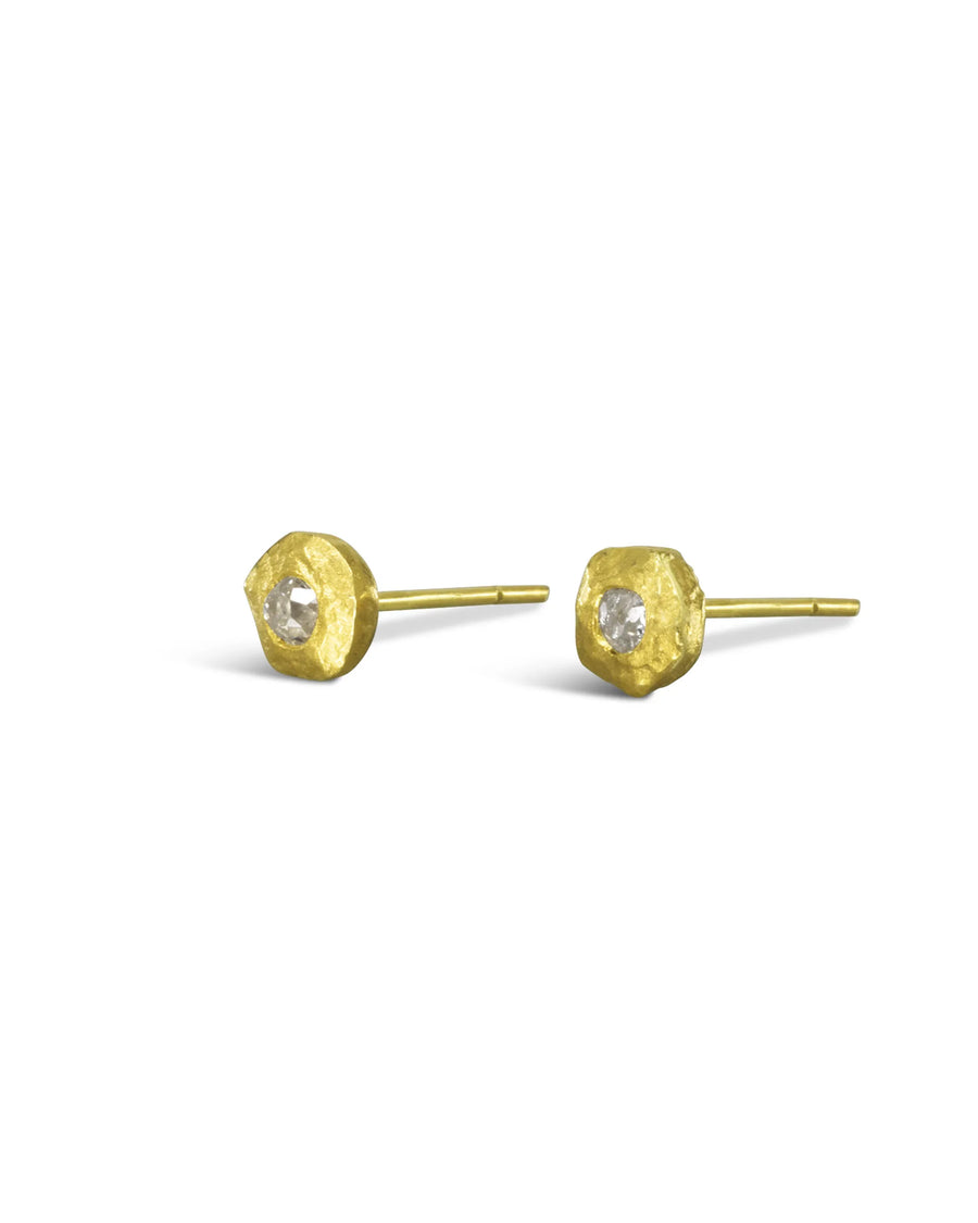 Nugget Yellow Gold Diamond Stud Earrings (6mm) Pruden and Smith