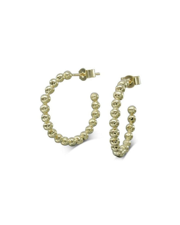 Nugget Yellow Gold Large Hoop Earrings Earrings Pruden and Smith