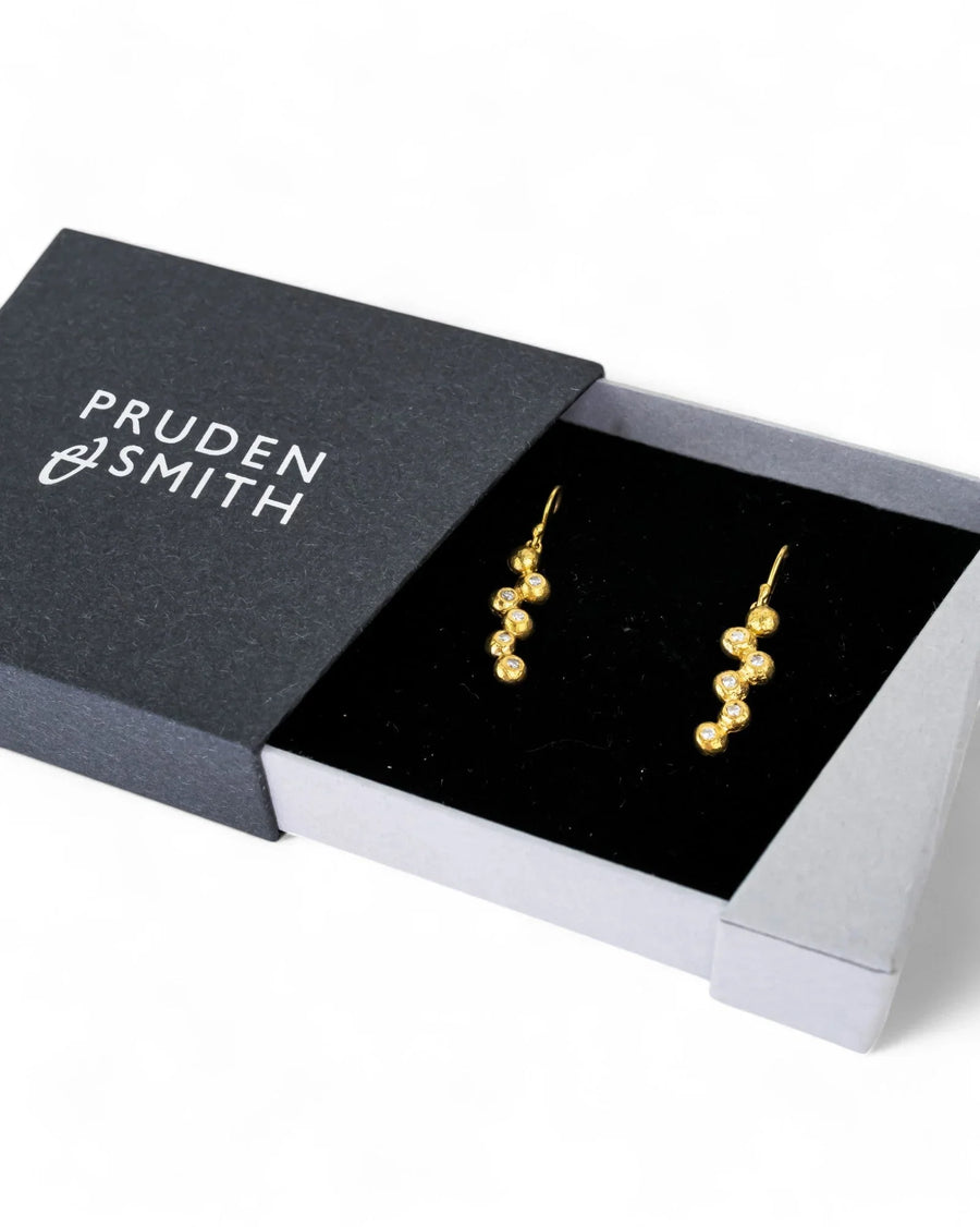 Nugget Yellow Gold Multi Diamond Drop Earrings Earrings Pruden and Smith