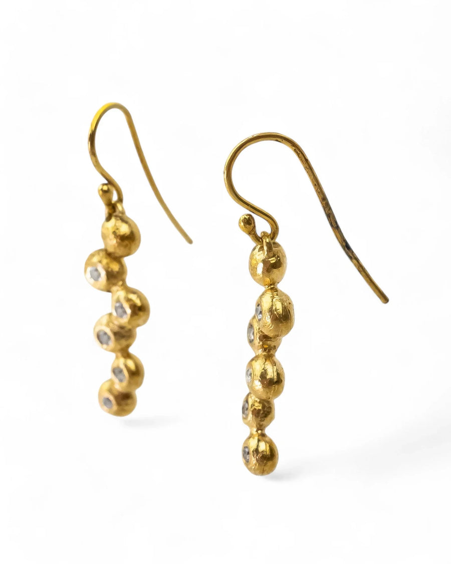 Nugget Yellow Gold Multi Diamond Drop Earrings Earrings Pruden and Smith