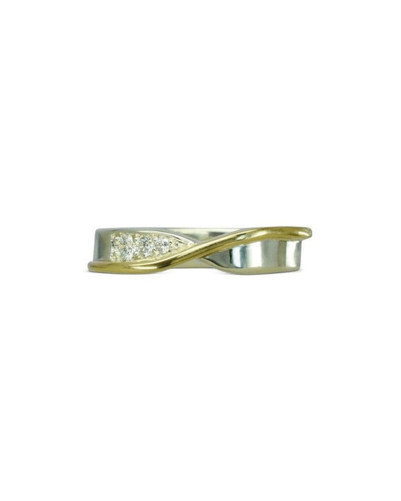 Offset Two Colour Diamond Set Crossover Ring Ring Pruden and Smith