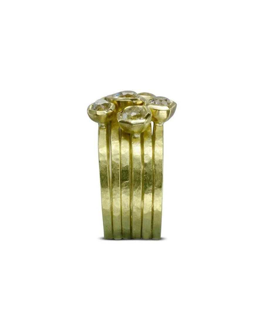 Old Cut Diamond Carved Stacking Ring Set Ring Pruden and Smith