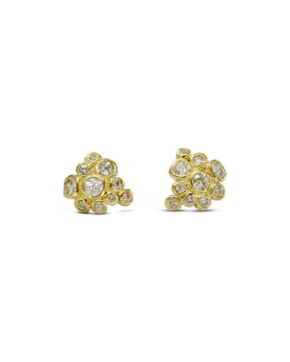 Old Cut Diamond Cluster Stud Earrings Earrings Pruden and Smith