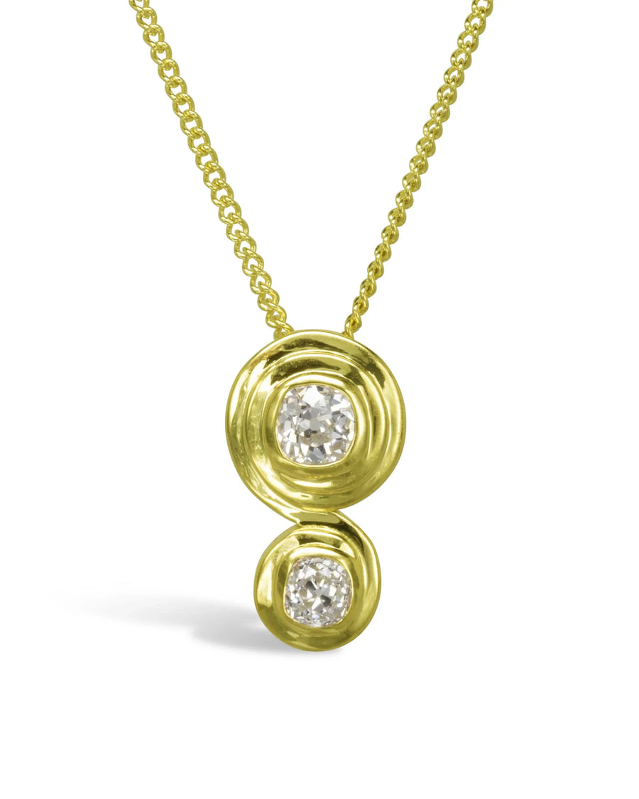 Unique Old Cut Diamond 18ct Yellow Gold Pendant Pendant Pruden and Smith
