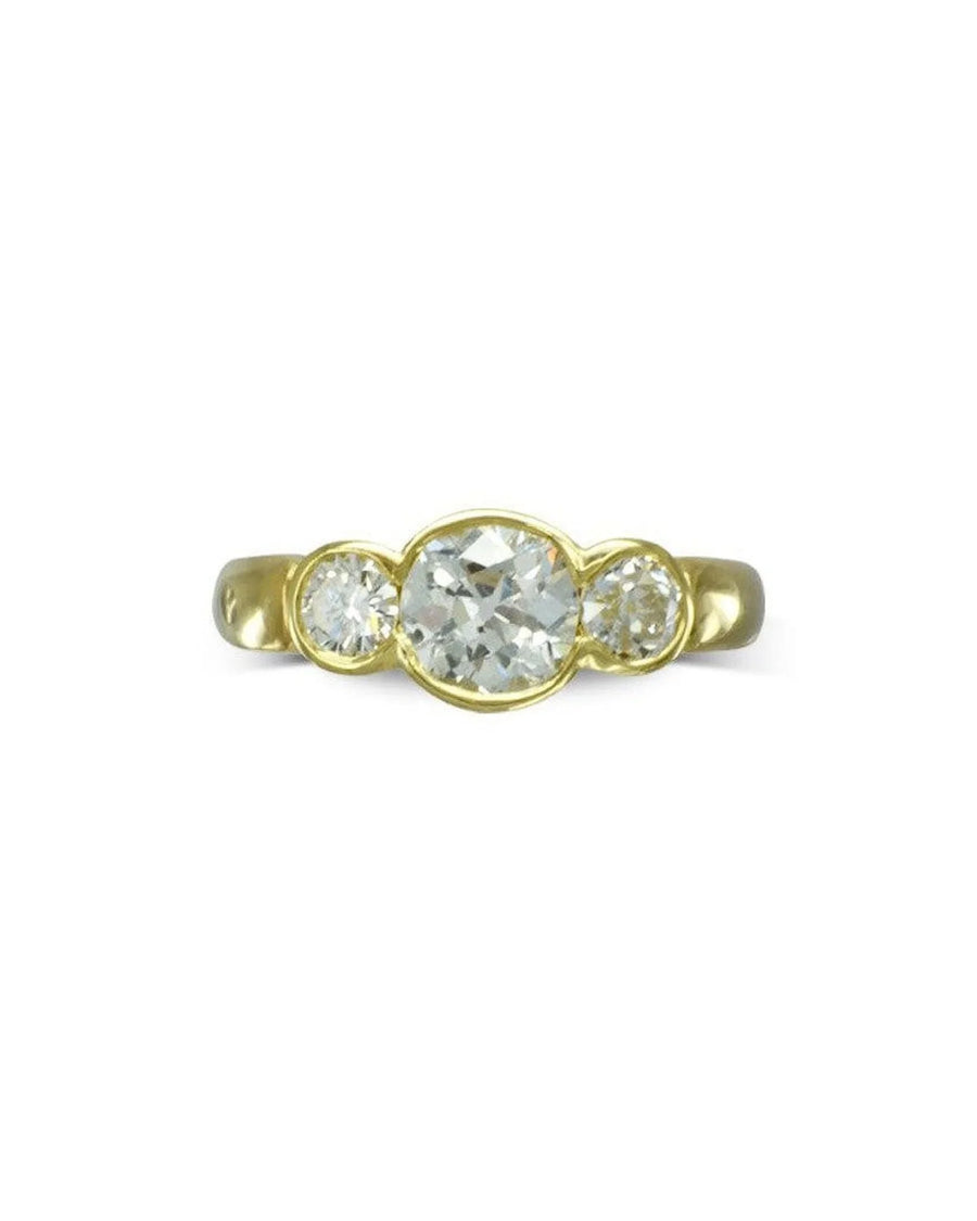 Old Cut Diamond Yellow Gold Trilogy Ring Ring Pruden and Smith
