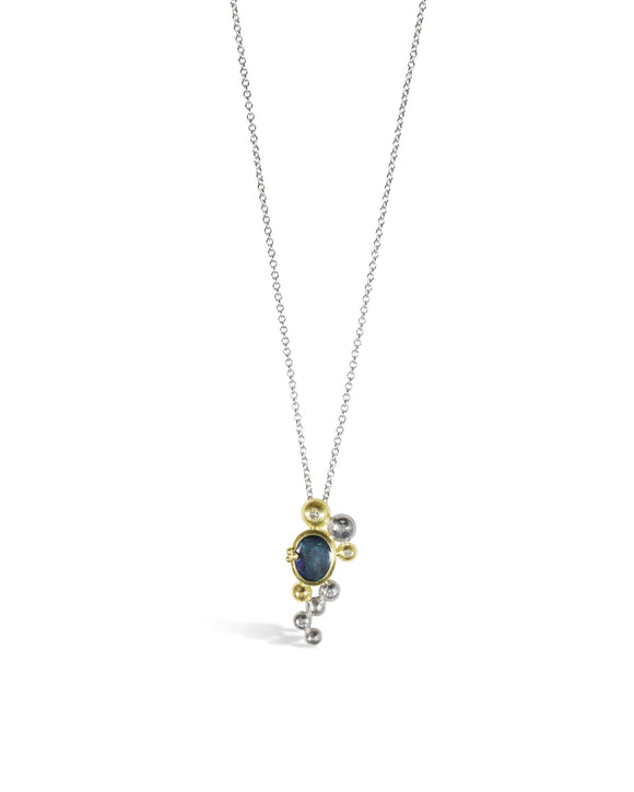 Diamond and Opal Silver and Gold Pendant Pendant Pruden and Smith