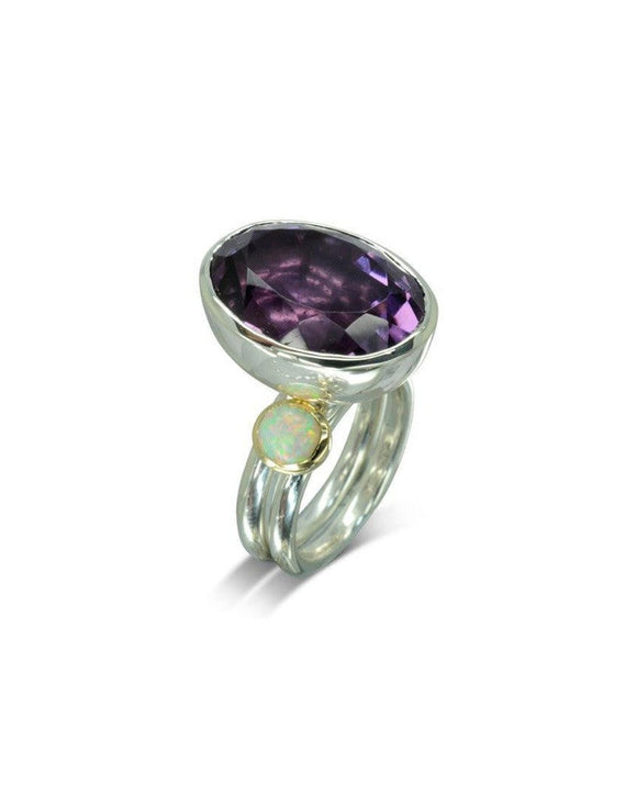 Opal Silver and Gold Stacking Ring Ring Pruden and Smith
