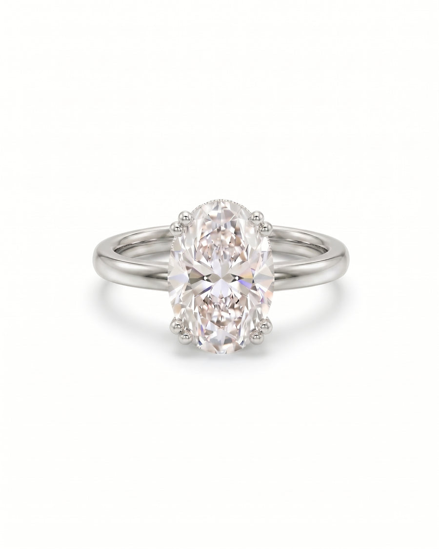 Oval Cut Hidden Halo Engagement Ring