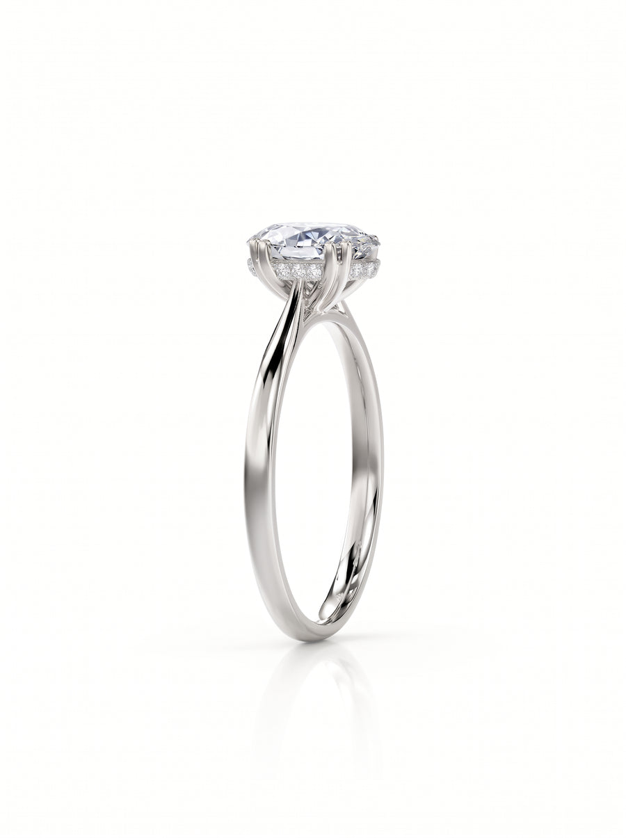Oval Cut Hidden Halo Engagement Ring