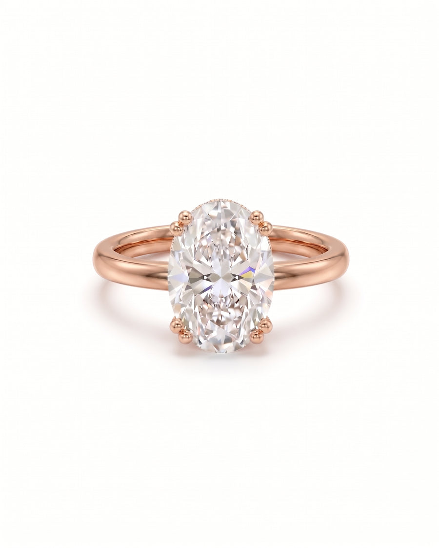 Oval Cut Hidden Halo Engagement Ring