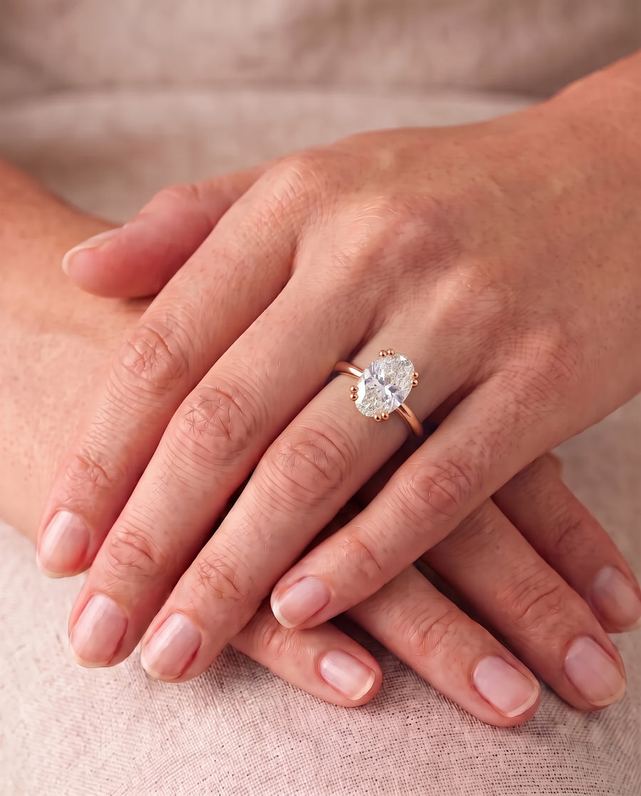 Oval Cut Hidden Halo Engagement Ring