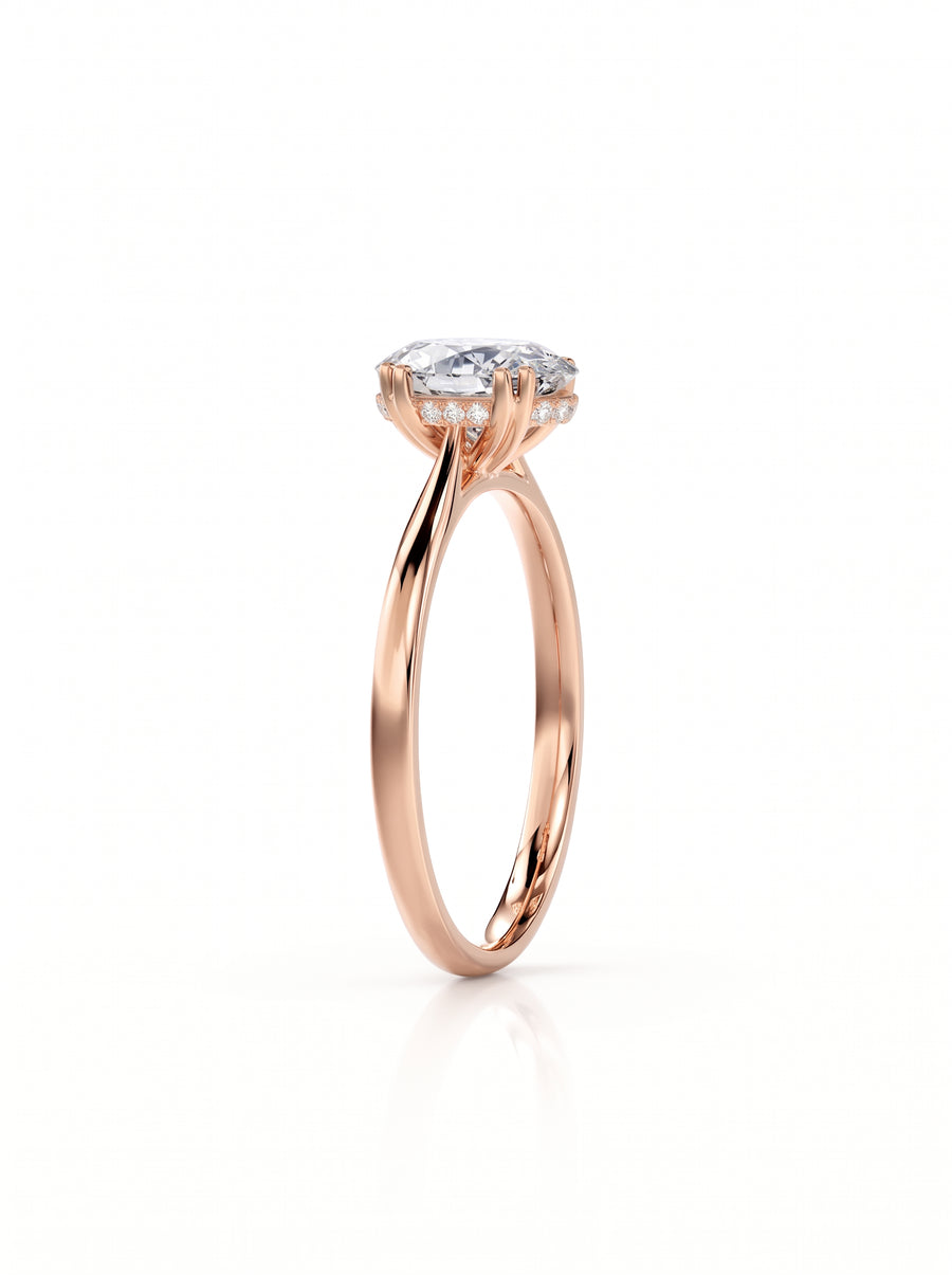 Oval Cut Hidden Halo Engagement Ring