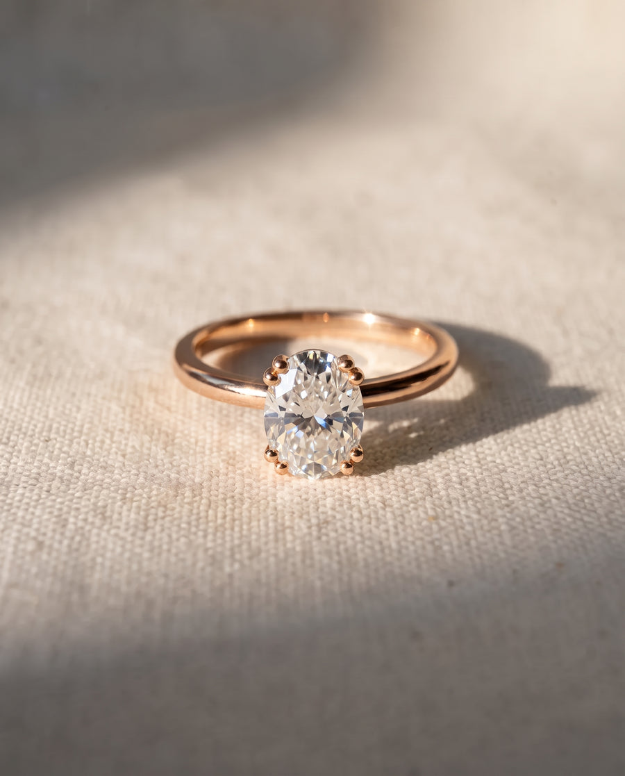 Oval Cut Hidden Halo Engagement Ring