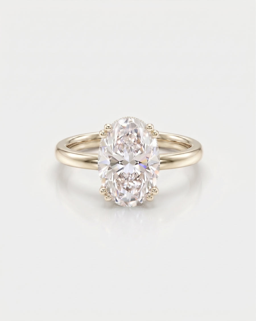 Oval Cut Hidden Halo Engagement Ring