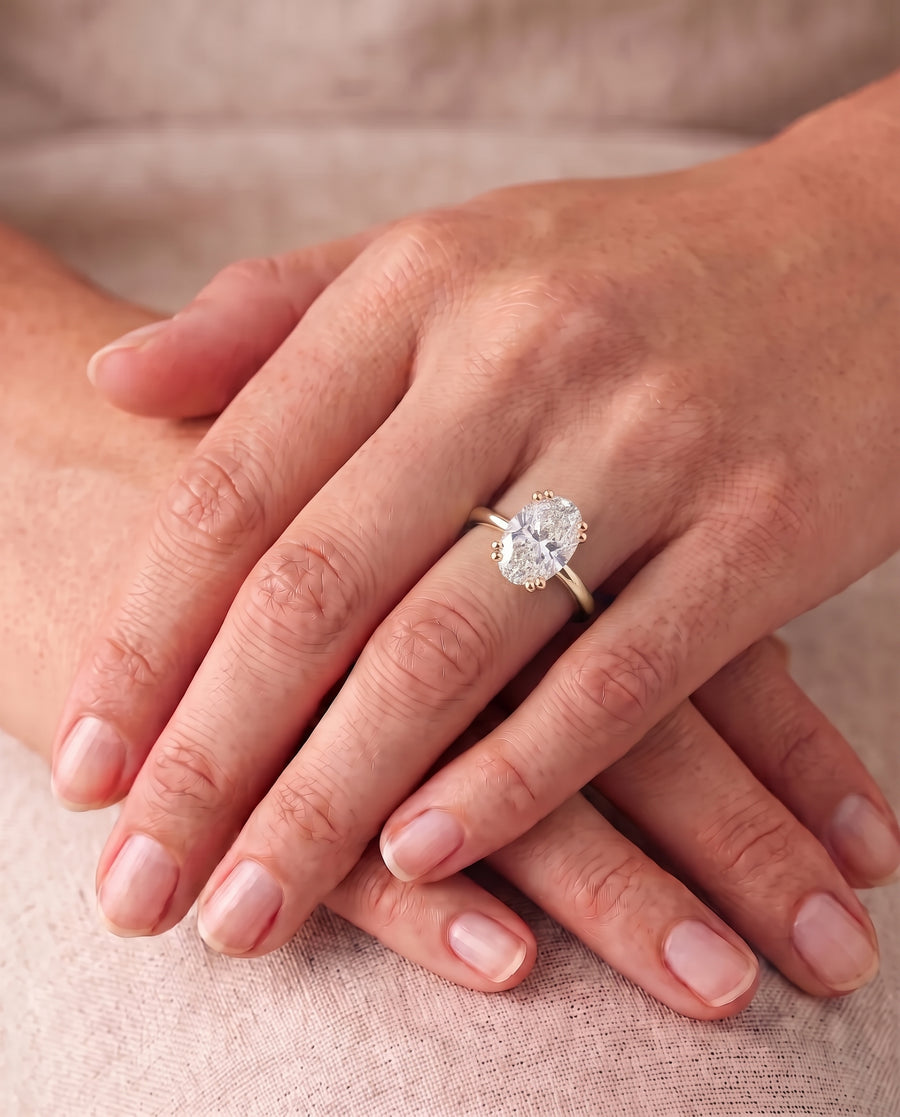 Oval Cut Hidden Halo Engagement Ring