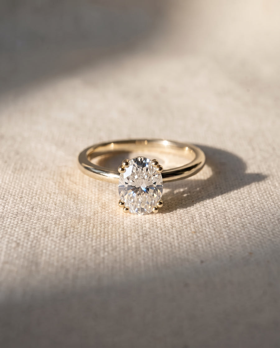 Oval Cut Hidden Halo Engagement Ring