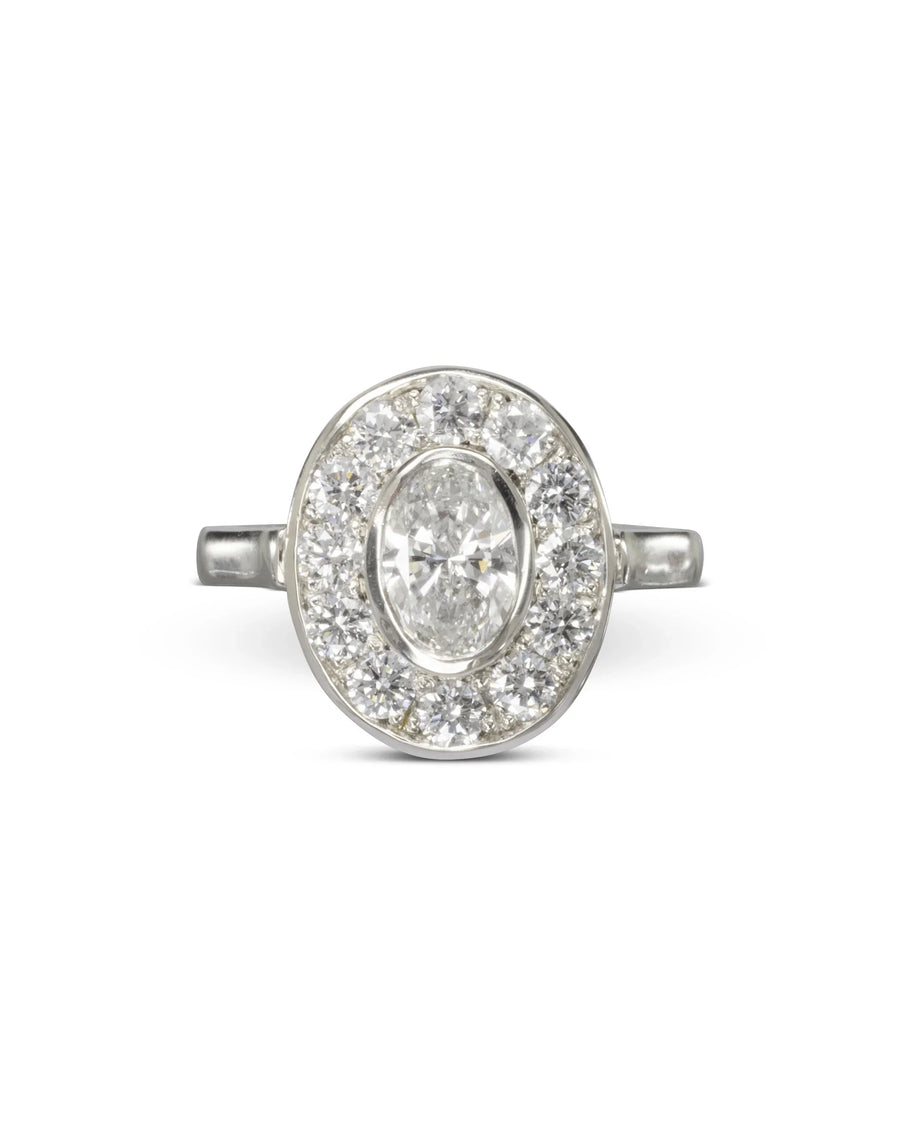 2ct Oval Diamond Platinum Cluster Ring Ring Pruden and Smith