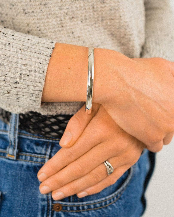 Oval Solid Silver Bangle (6mm) Bangle Pruden and Smith