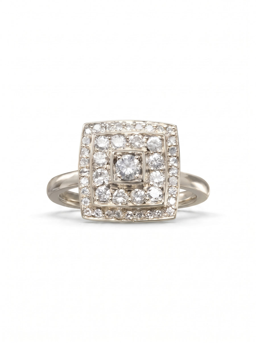 Pagoda Diamond Cluster Engagement Ring