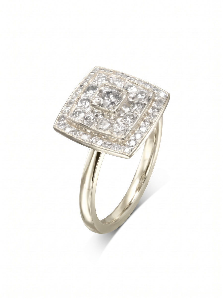 Pagoda Diamond Cluster Engagement Ring
